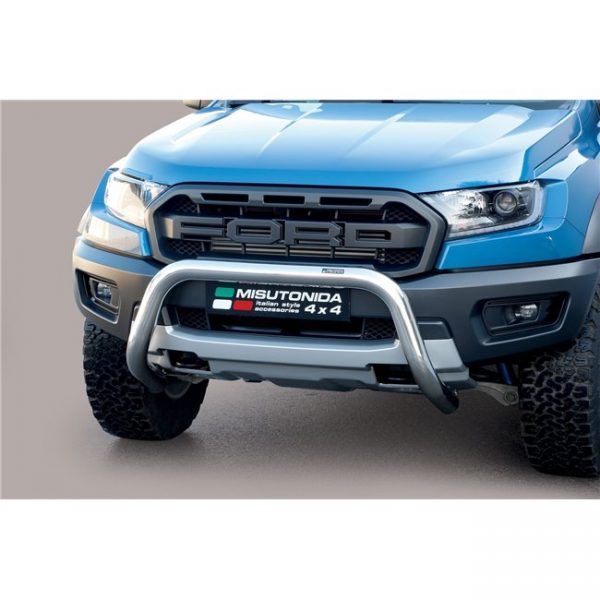 Misutonida Bull Bar Ø76mm inox srebrni za Ford Ranger Raptor 2019 s EU certifikatom