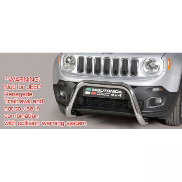 Misutonida Bull Bar Ø76mm inox srebrni za Jeep Renegade 2014-2017 s EU certifikatom