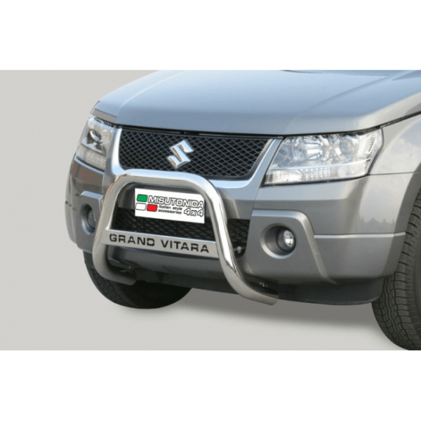 Misutonida Bull Bar Ø63mm inox srebrni za Suzuki Grand Vitara 3 i 5 vrata 2005-2008 s EU certifikatom