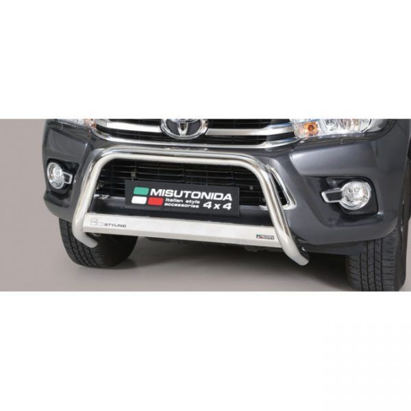 Misutonida Bull Bar Ø63mm inox srebrni za Toyota Hi Lux Double Cab, Extra Cab 2016-2018 s EU certifikatom